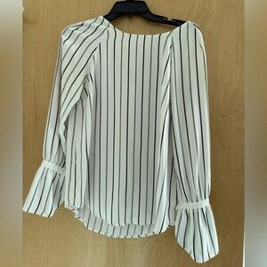Dalia White Blouse with Black Pinstripes